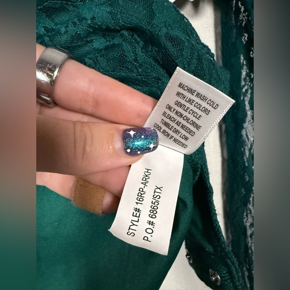 Self Esteem Emerald Green Lace Long Sleeve Bodysuit XS - Picture 7 of 8